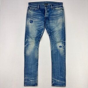 John Elliott Jeans Mens 33x33 Faded Patchwork Flex Denim Skinny Japan MSRP $498